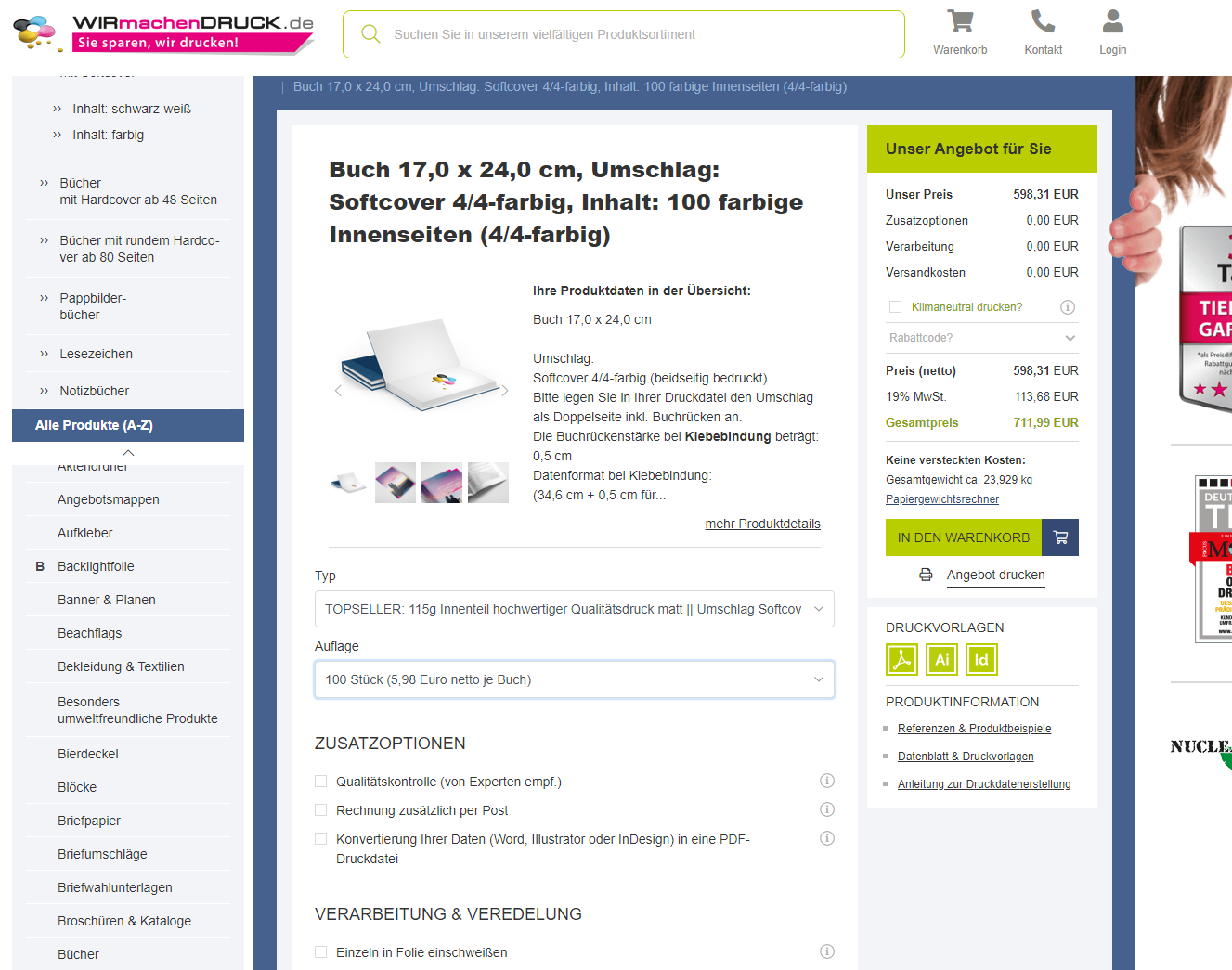 100 Bücher Farbe 100S 17x24 WMD