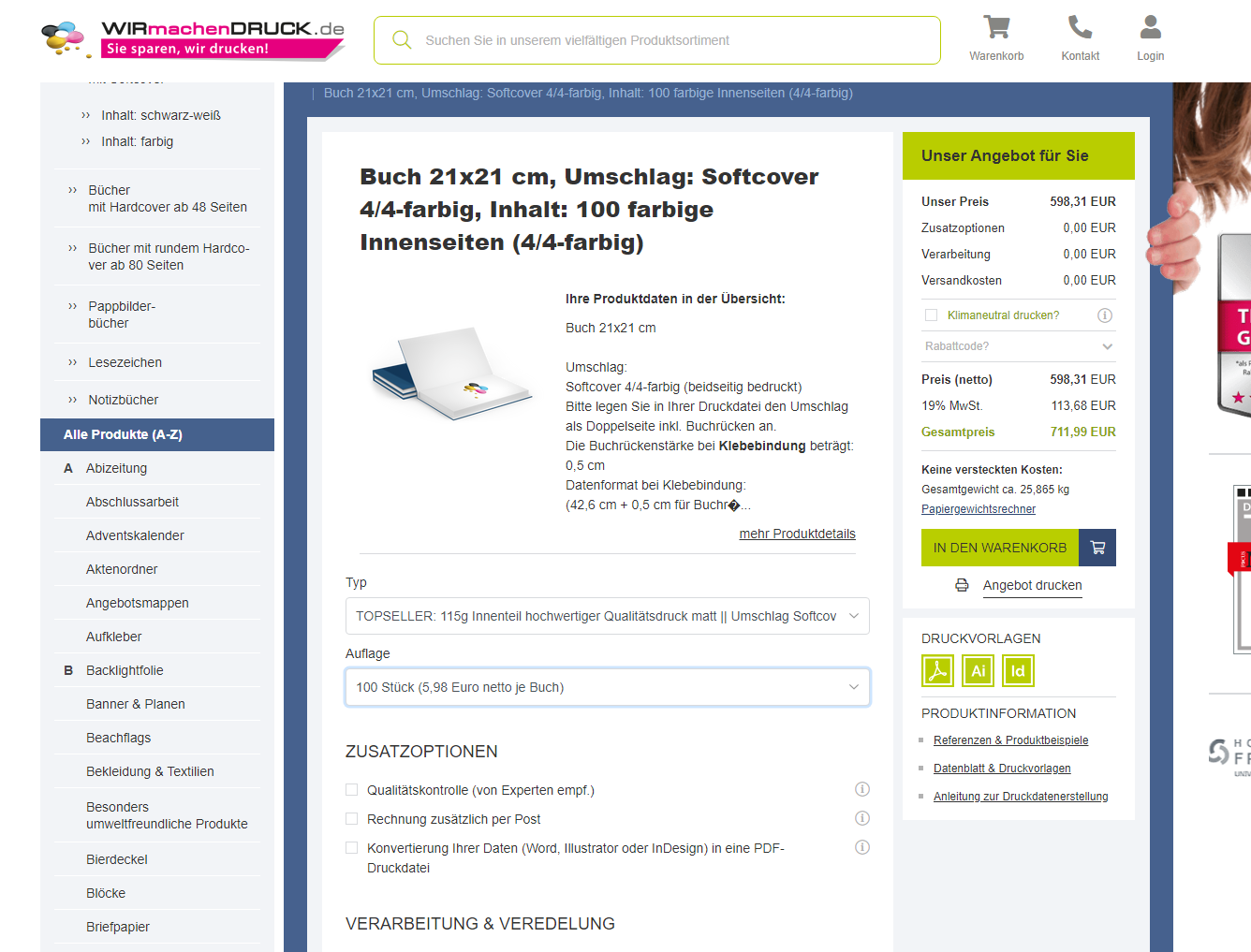 100 Bücher Farbe 100S 21x21 WMD