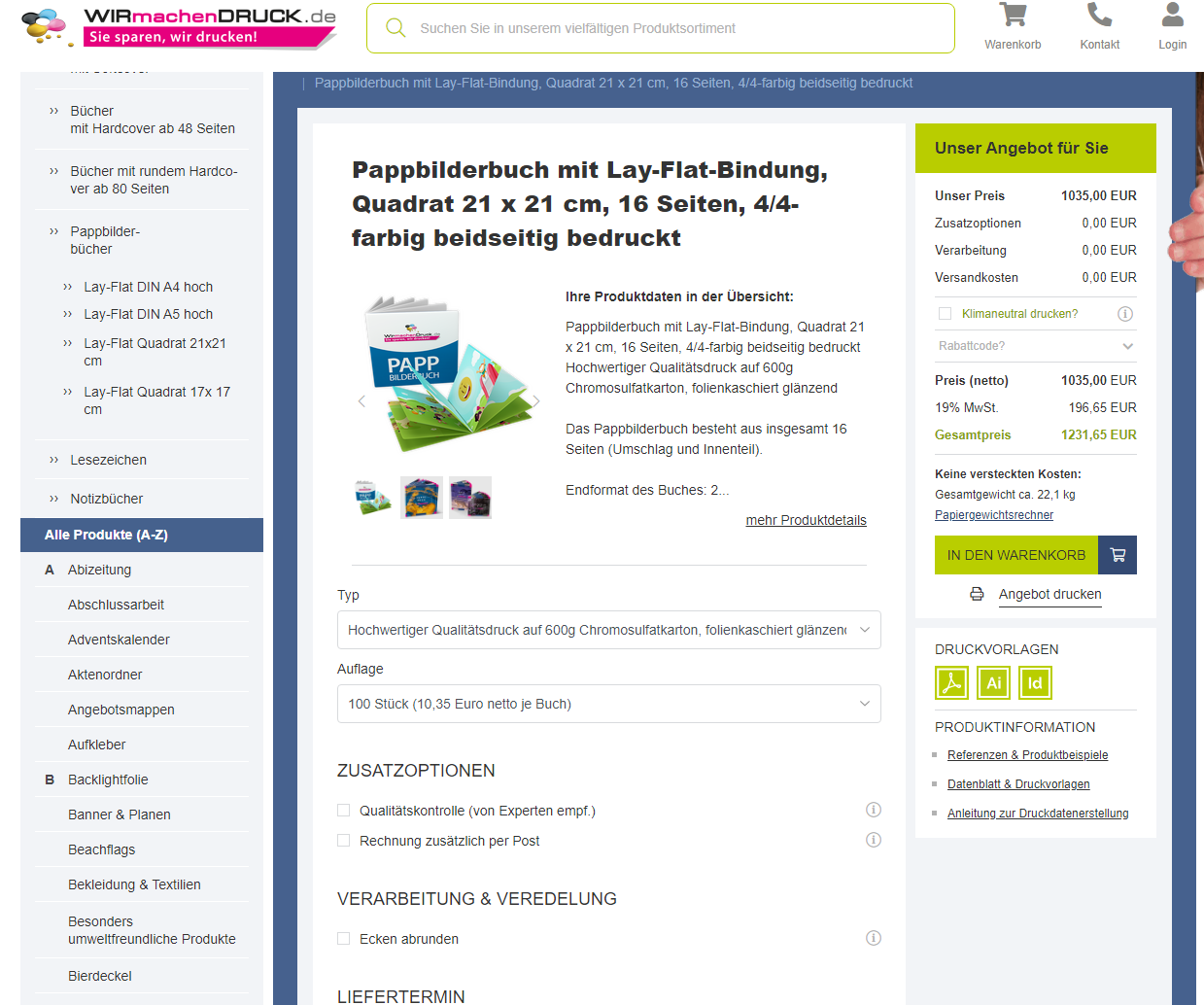 Pappbilderbuch 21x21 16 Seiten WMD